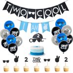 İki Havalı Doğum Günü Partisi Dekorasyon Malzemesi, İki Havalı Afiş Pasta Süsü, I AM TWO Banner, Küçük Adam Güneş Gözlüğü için İki Havalı Balon 2. Doğum Günü Erkek Parti Malzemeleri Dekorasyon