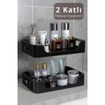 Iki Katlı Çok Amaçlı Makyaj ve Kozmetik Organizer, Siyah, Banyo ve Takı Düzenleyici - Ahşap