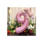 İki Parça Büyük Pembe Sayı 9 Kurdele Folyo Balon Seti, 464535432