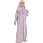 Iki Parça Çocuk Namaz Elbisesi Seti Eşarp Ile Takım, Islami Giyim Takım Kızlar Için - Lila - Leylak - 8 - 12 Yaş