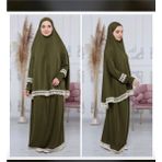 Iki Parça Etekli Tesettür Kadın Namaz Elbisesi - 00410 Haki - 4XL