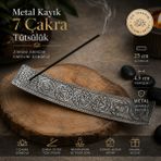 İki Yedi Konsept 7 Çakra Metal Tütsülük Kayık Model Çubuk Tütsü Standı Meditasyon Yoga Dekoratif Ev Hediyesi - Gri - 4,5 x 25 cm