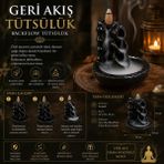İki Yedi Konsept Bambution Seramik Geri Akış Tütsülük Backflow Şelale Etkili Meditasyon ve Yoga Siyah Dekoratif - 000-Siyah - 10 x 10 x 10 cm