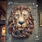 İki Yedi Konsept Freddie Aslan Başlı Duvar Dekoru Dekoratif Aslan Heykeli, Aslan Kafası Duvar Süsü Ev Ofis Aksesuarı - Çok Renkli - 30 x 37 x 20 cm