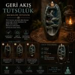 İki Yedi Konsept Kromalit Seramik Geri Akış Tütsülük Backflow Duman Şelalesi Meditasyon Yoga Tasarım Hediyelik Obje - Çok Renkli - 9 x 9 x 18 cm