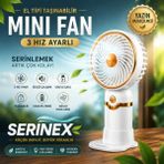 İki Yedi Konsept Serinex Beyaz Şarjlı El Fanı Mini Vantilatör USB Taşınabilir Sessiz Masaüstü Fan Modeli