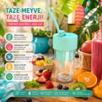 İki Yedi Konsept Spinx Portatif Elektrikli Smoothie Blender Detoks ve Taze Meyve Sıkacağı Bardağı USB Şarjlı - Yeşil - 1 Adet - 420 ml