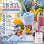 İki Yedi Konsept Spinx Şarjlı Taşınabilir Blender Smoothie Makinesi 420 ml Portatif Meyve Sıkacağı Bardağı - Mavi - 1 Adet