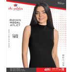 İki Yıldız 1912 Siyah Modal Sıfır Kol Boğazlı Kadın Body