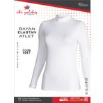 İki Yıldız 1917 Beyaz Boğazlı Uzun Kol Kadın Body