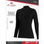 İki Yıldız 1917 Siyah Boğazlı Uzun Kol Kadın Body