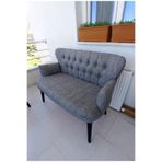Ikili Balkon Koltugu - Kanepe - Keten Kumaş - Bekleme Koltugu - Açık Gri