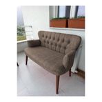 Ikili Balkon Koltugu - Kanepe - Keten Kumaş - Bekleme Koltugu-Çay Seti Koltugu - Kahverengi