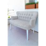 Ikili Balkon Koltugu - Kanepe - Keten Kumaş - Bekleme Koltugu-çay Seti Koltugu - Krem