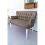 Ikili Balkon Koltugu - Kanepe - Keten Kumaş - Bekleme Koltugu-ofis-cafe - Kahverengi