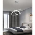Ikili Halka Sarkıt LED Avize, Modern ve Şık Tasarım, Beyaz Işık, Mutfak ve Salon Için - Seçenek 1 - Ahşap - Bej - Siyah
