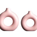 İkili Halka Vazo Set Açık Pembe
