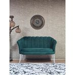 Ikili Istiridye Beyaz Boyalı Telli Ayak Çay Seti Koltuk Tekli Berjer , Ikili Berjer Koltuk Yeşil Renk 110 x 48 Boyut/ebat - Çok Renkli