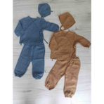 Ikili Müslin Bebek Takımı/ Iki Alt Üst / Iki Şapka / Iki Eldiven/ Hastane Çıkışı - 105-Renkli - 0 - 3 Ay