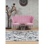 İkili Papatya Çay Seti Koltuk Krom Sivriltme Ayak, Balkon, Salon, Ofis, Koltuk Takımı, İkili Berjer Pembe Renk Tek Ebat Beden