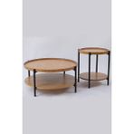 İkili Sehpa Seti – Orta Sehpa 80X42 Cm & Yan Sehpa 48X59 Cm, Mdf Tabla, Siyah Metal Gövde