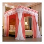 İkiz Kraliçe Kral İçin Bu Yatak Kanopi Cibinlik, Prenses Odası Avrupa Sarayı Nakışlı Yatak Perdesi Yatak Odası Dekorasyonu (Renk: Pembe-B, Boyut: 180X220X200CM)