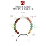 İkizler Burcu Taşlarından Oluşan Doğal Taş Makrome Bileklik 8 Mm Küre Kesim - Burç Bilekliği