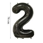 ikm balon Folyo Balon 2 Rakamı Helyum Balon 76 Cm Siyah Renk - 2 Yaş Balonu - Doğum Günü Parti Seti Malzemeleri