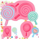 IKOJING 3 Adet Aşk Lolipop Fondan Kalıpları Yay Lolipop Silikon Kalıp, Doğum Günü Partileri, Bebek Duşları, Düğünler Kek Dekorasyonu Çikolatalı Şeker Muffins Badem Ezmesi Çiçek Yapıştır DIY Epoksi