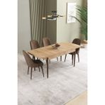 Ikon Meşe Desen 80X132 Mdf Açılabilir Yemek Masası Takımı 4 Adet Sandalye - Kahverengi