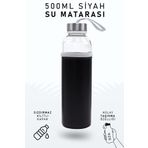İkon store 500ml Deri Kılıflı Siyah Cam Matara