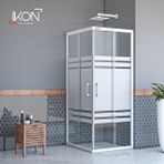 İkon store Kare Beyaz Buzlu Cam Duşakabin