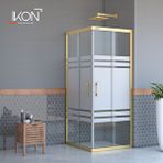 İkon store Kare Gold Buzlu Cam Duşakabin Altın