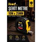 İkon Tools Şerit Metre 10m x 25mm Profesyonel Ölçü Metresi Dayanıklı Gövde Kilitli Mekanizma Hassas Ölçüm