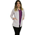 İkra Forma Gömlek Yaka Kadın Ceket Boy - Uzun Kol Doktor Önlüğü , Öğretmen , Laboratuvar , Hastane Forması , Beyaz Önlük - 2XL
