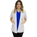 İkra Forma Gömlek Yaka Kadın Kısa Boy - Kısa Kol Doktor Önlüğü , Öğretmen Önlüğü , Hastane Forması , Beyaz Önlük - XS