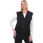 İKSUN Kadın Düğmeli Cepli V Yaka Günlük Yazlık Penye Anne Yelek - 2XL - Siyah