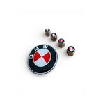 İKTUNING IK TUNING BMW KIRMZI BEYAZ 4 ADET METAL LOGO SİBOP KAPAK VE 45 MM DAMLA DİREKSİYON STICKER