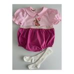 il mio bambino Kız Bebek Tavşan Peter Rabbit Nakışlı Elbise Tulum Pembe Ekose 3-6 Ay – 2 Yaş