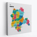İl ve İlçeler Haritası Konya, Modern Dekoratif Kanvas Tablo, Duvar Dekoru 1403