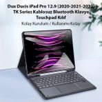 İlanib Ticaret Dux Ducis iPad Pro 12.9 (2020/2021/2022) Tk Series Kablosuz Bluetooth Klavye Touchpad KILIF-1852 - Belirtilmemiş - Siyah