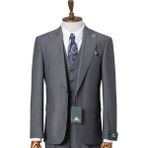 İlayda Emir Erkek Takım Elbise, Kırlangıç Yaka, Blazer, Slımfıt, Gri - 6 Drop - 56