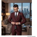 İlayda Emir Erkek Takım Elbise, Mono Yaka, Blazer, Slımfıt, Bordo - 6 Drop - 52