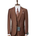İlayda Emir Erkek Takım Elbise, Mono Yaka, Blazer, Slımfıt, Kahverengi - Kahve - Açık Kahve - 6 Drop - 60