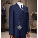İlayda Emir Erkek Takım Elbise, Slim Fit, Kırlangıç Yaka, Kruvaze, Lacivert - 6 Drop - 54
