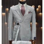İlayda Emir Kırlangıç Yaka, Premıum Kemerli, Slim Fit, 6 Drop, Erkek Takım Elbise, Gri - 14-GRİ - 48