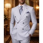 İlayda Emir Kırlangıç Yaka, Slimfit, Kruvaze, 6 Düğmeli, 6 Drop, Erkek Takım Elbise Krem - 50