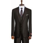İlayda Emir Luxury, Blazer, Slim Fit, Çizgili, Erkek Takım Elbise - Kahverengi - 6 Drop - 52