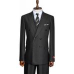 İlayda Emir Luxury, Slim Fit, Kruvaze, Çizgili, Erkek Takım Elbise - Gri - Antrasit - 6 Drop - 60