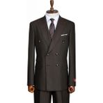 İlayda Emir Luxury, Slim Fit, Kruvaze, Çizgili, Erkek Takım Elbise - Kahverengi - 6 Drop - 60